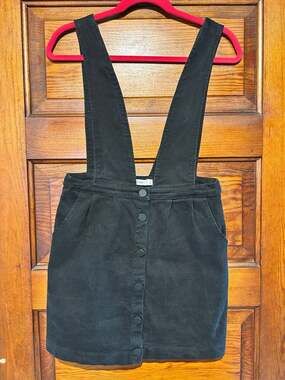 MOD REF Black Button-Down Pinafore Overall Skirt Size M